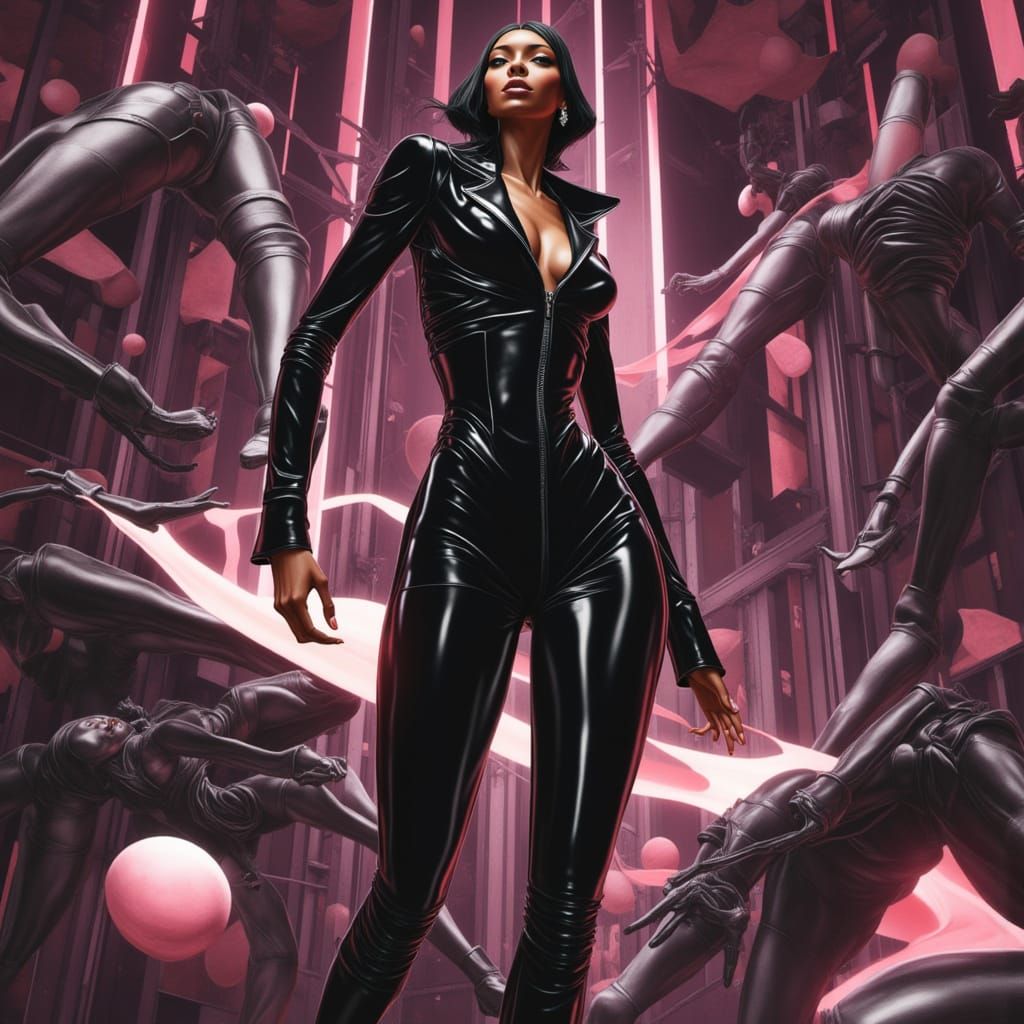 Futuristic Woman in Zero Gravity: Cyberpunk Digital Art