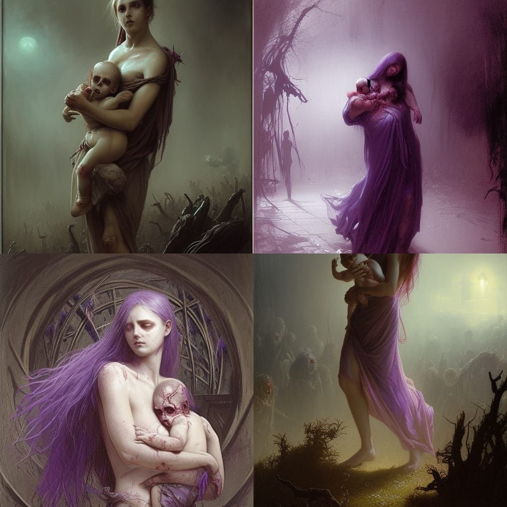 Woman Transformed into Zombie Horror in Dark Fantasy Style