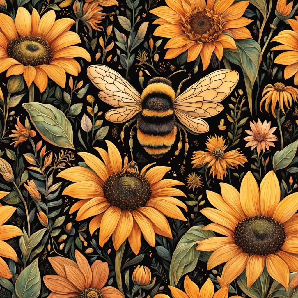 Whimsical Botanical Beauty in a Sunflower Palette