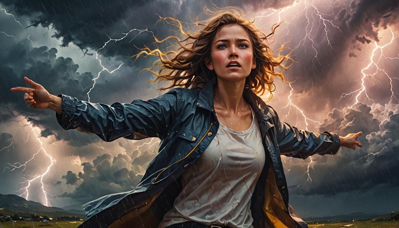 Woman in Storm: Inspirational Abstract Expressionism