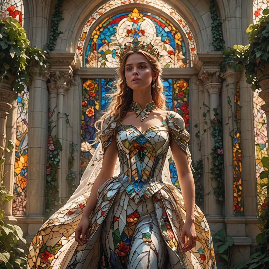 Girl in Crown in Lush Garden: Digital Matte Painting