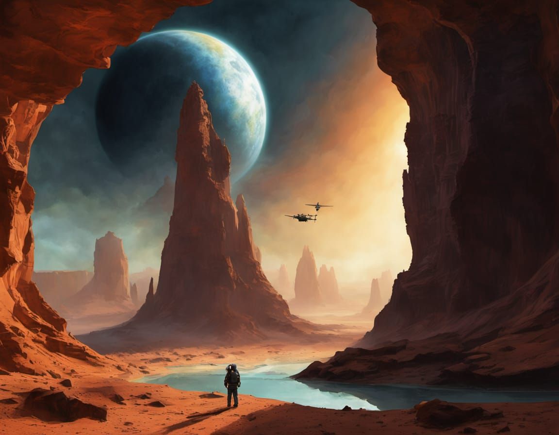 Astronaut Explores Derelict Alien City Ship