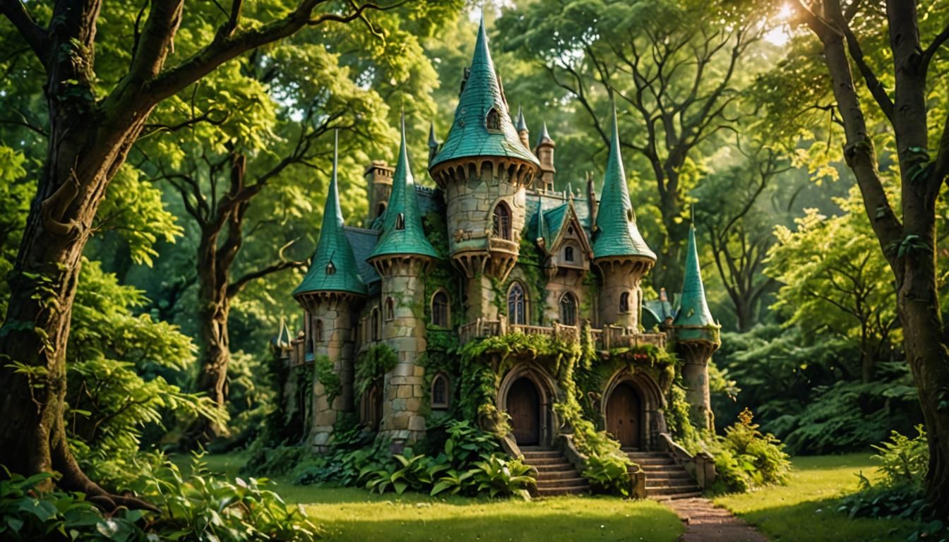 Enchanting Elven Castle Hidden in Lush Forest