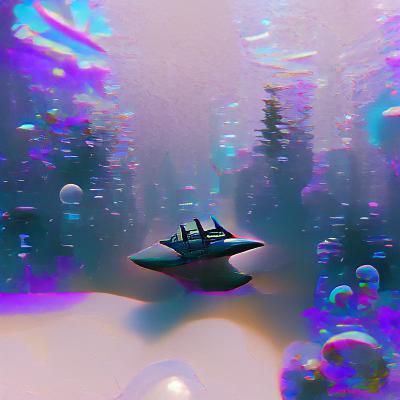 Futuristic Spaceship Underwater