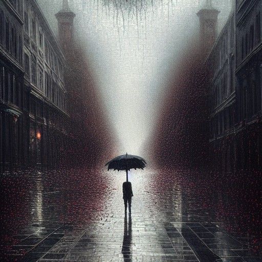 Eldritch Empty Cityscape in Sinister Impressionism