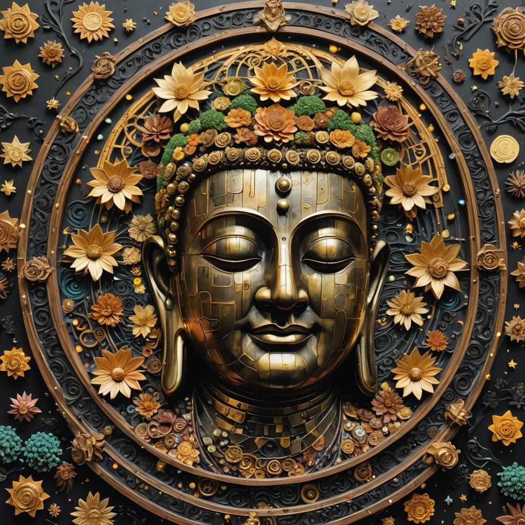 Intricate Polychromatic Sculpture in Klimt Style