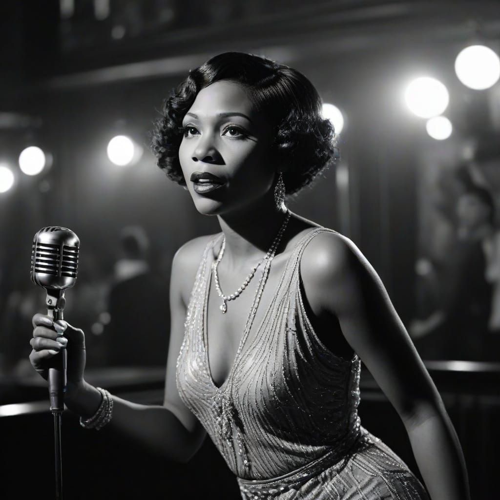 1920s Black Female Singer in Speakeasy Lounge