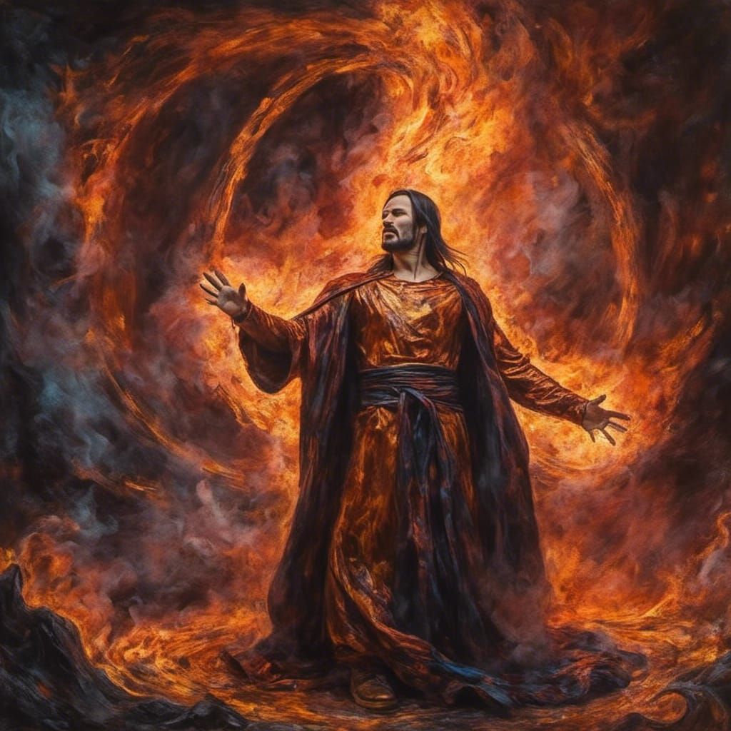 <lora:farg:1.0> ring of fire elemental command