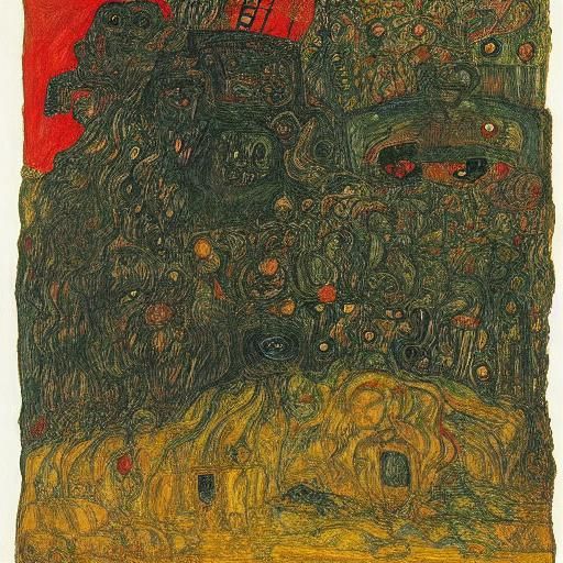 Amok Beast Lurking in Smoke: Expressionist Art