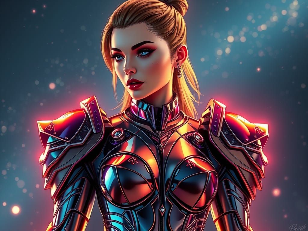 Futuristic Cosmic Couture Fashion in 3D Illustration Style