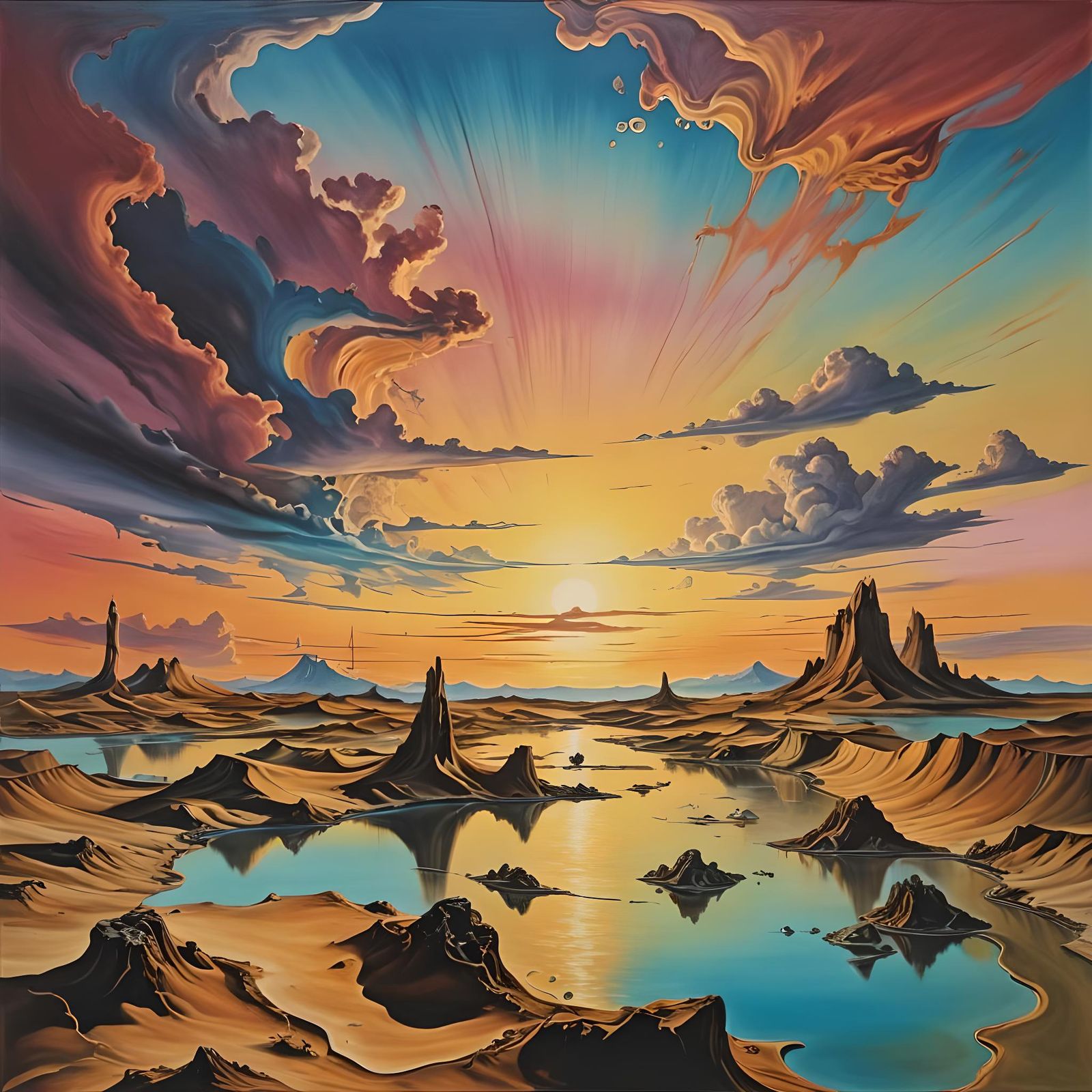 Surreal Sunset: Melting Colors in Dali Style