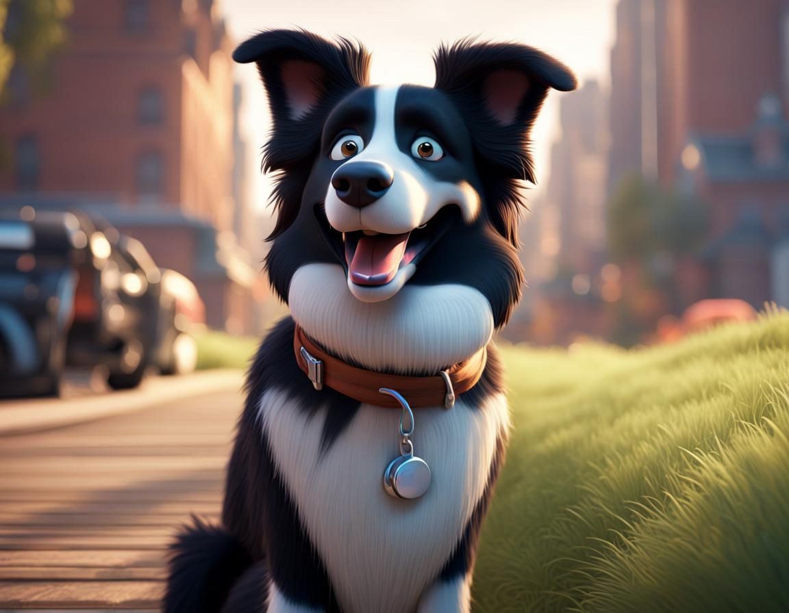 Border Collie in Pixar-Style 3D Digital Art