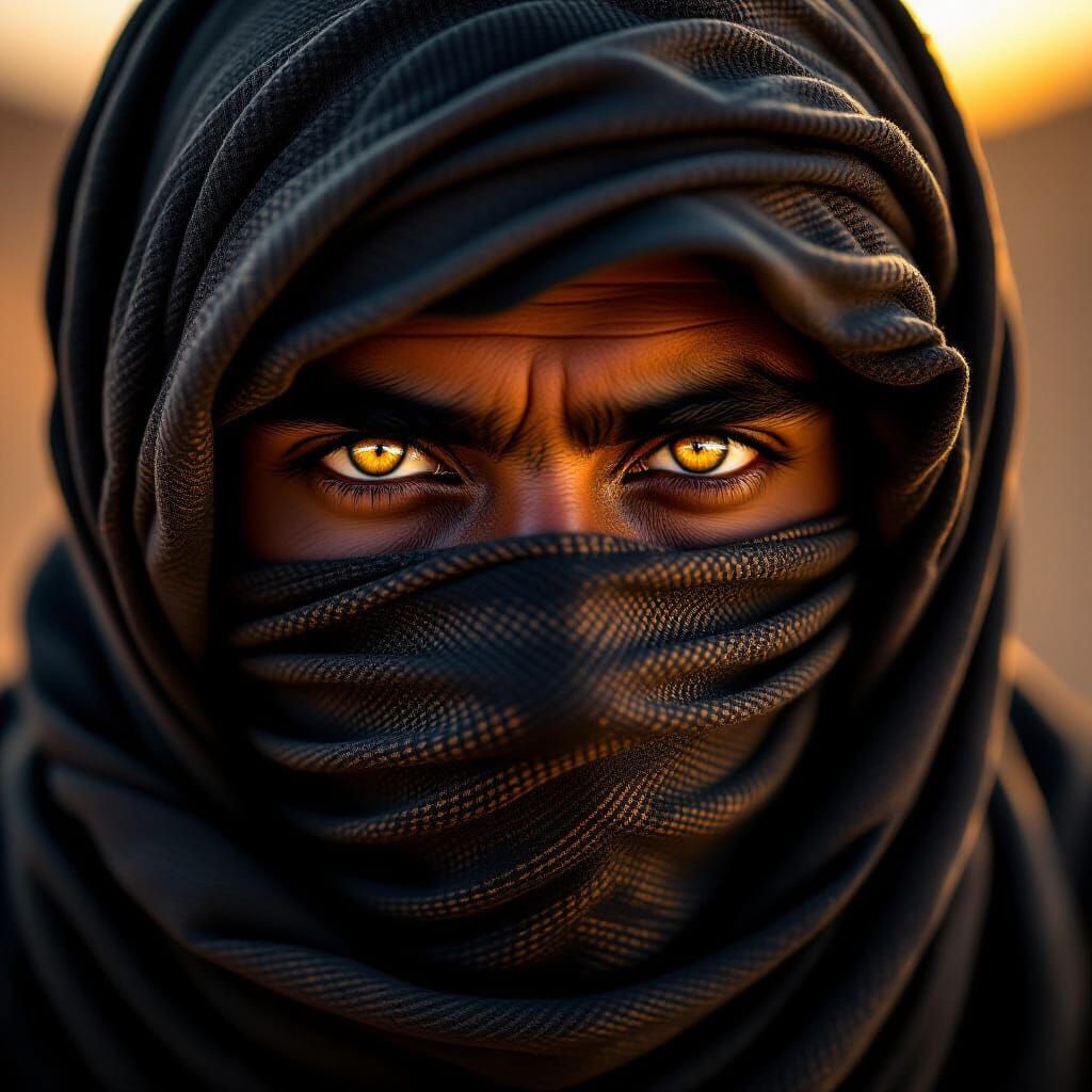 Mysterious Desert Traveler Macro Portrait