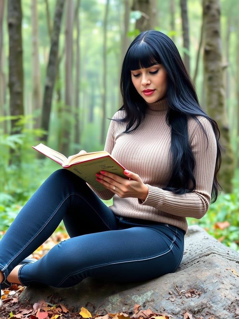Woman Reading in an Enchanted Forest