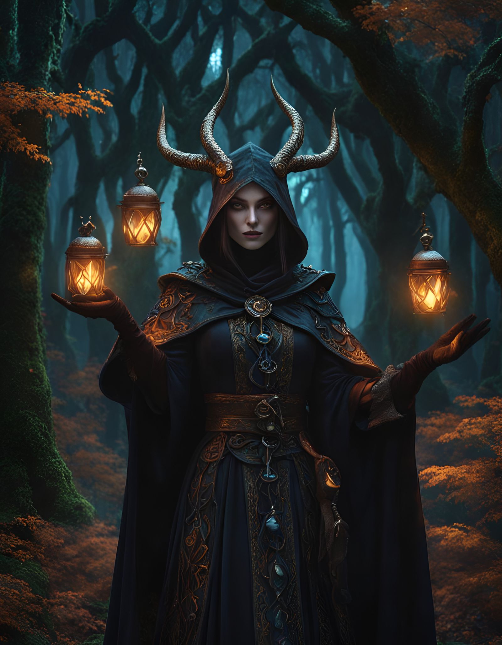 Dark Fairytale Sorcerer in Goblincore Forest
