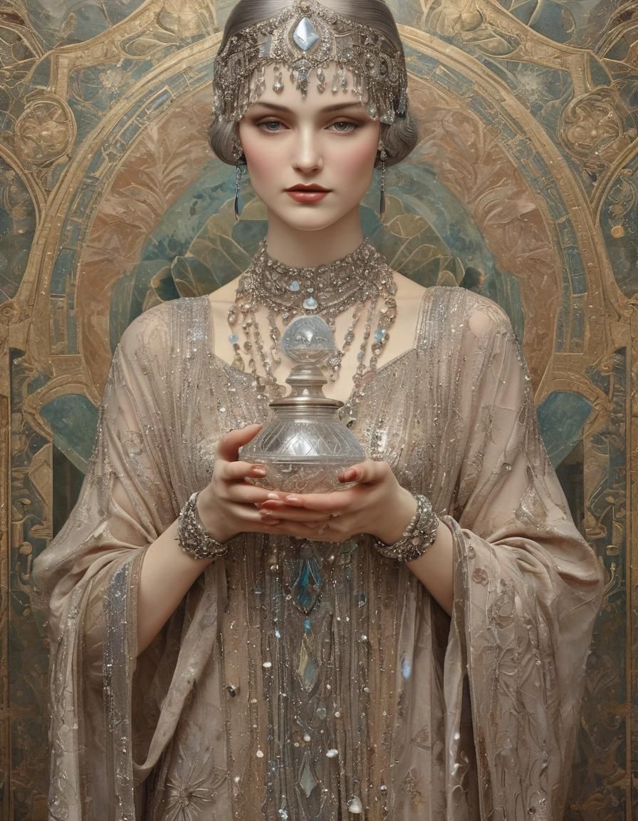 Art Deco Priestess with Glittering Potion