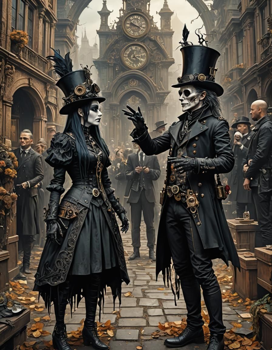 Steampunk Goth Teens at Funeral: Masterpiece Artwork