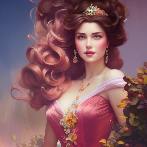 Princess Belle Portrait in Digital Art Style