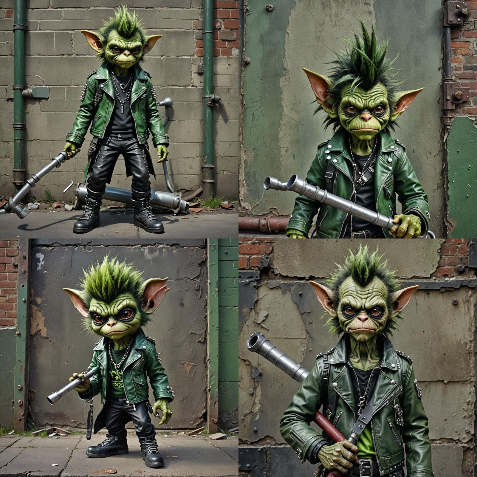 Punk Rock Gremlin with Steel Pipe