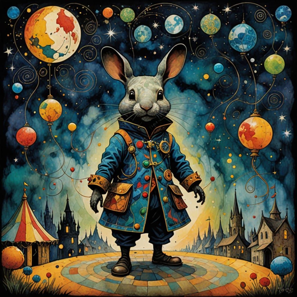 Vibrant Circus Scene in Batikpunk Style