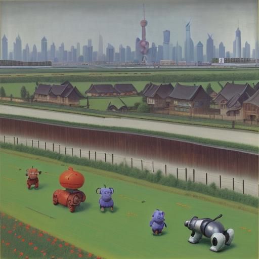 Eeyore's Robot Worries in Shanghai, Expressionist Style