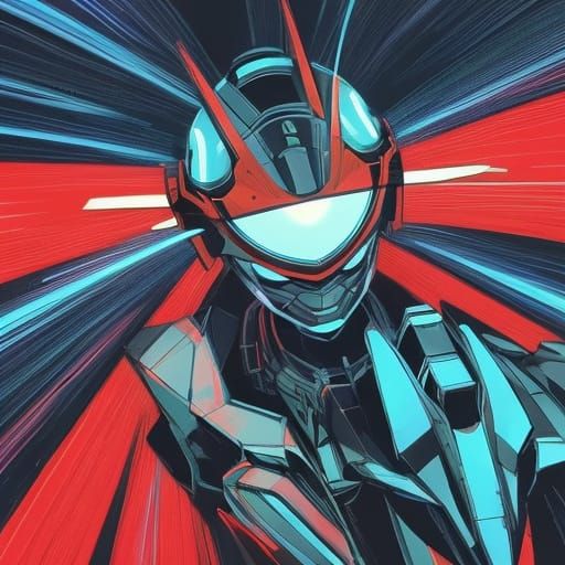 Cel-Shaded Robot Head in Anime Style