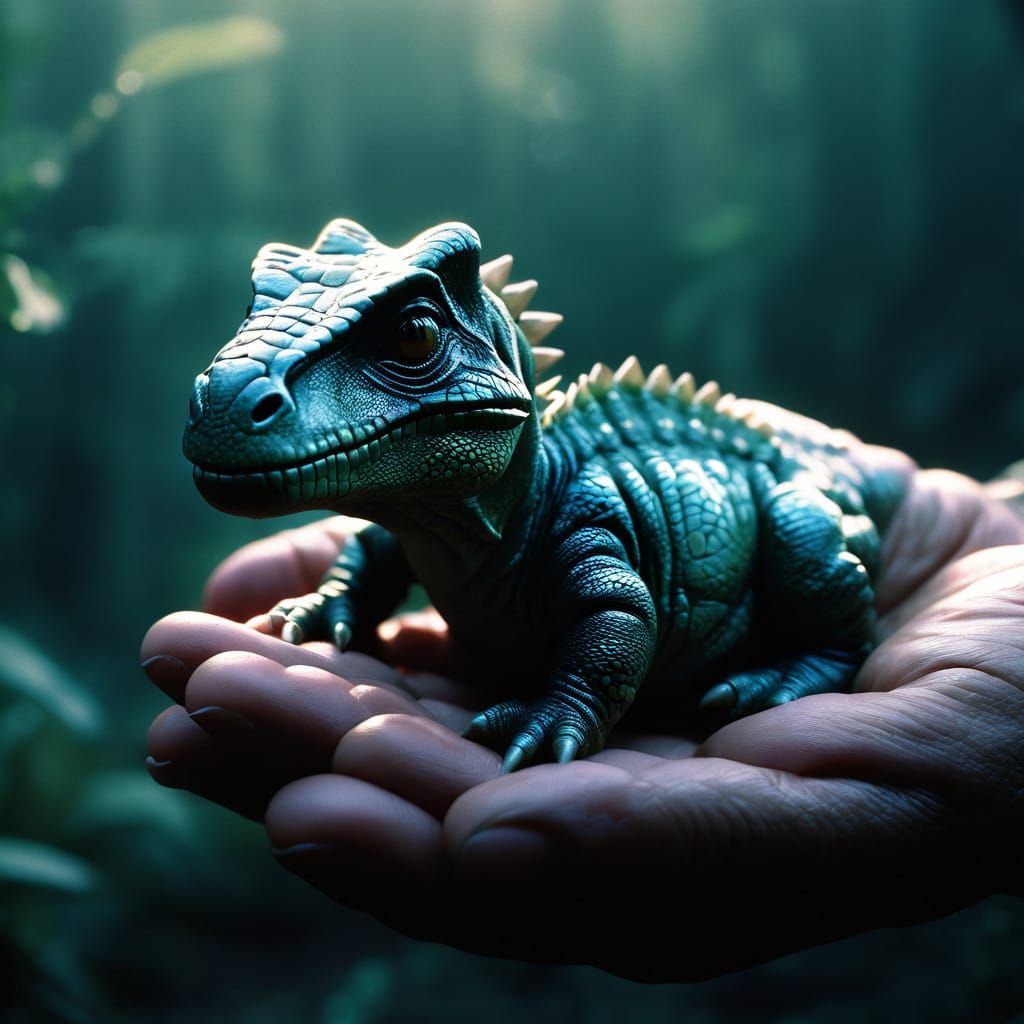 Innocent Dinosaur Encounter in Soft Focus