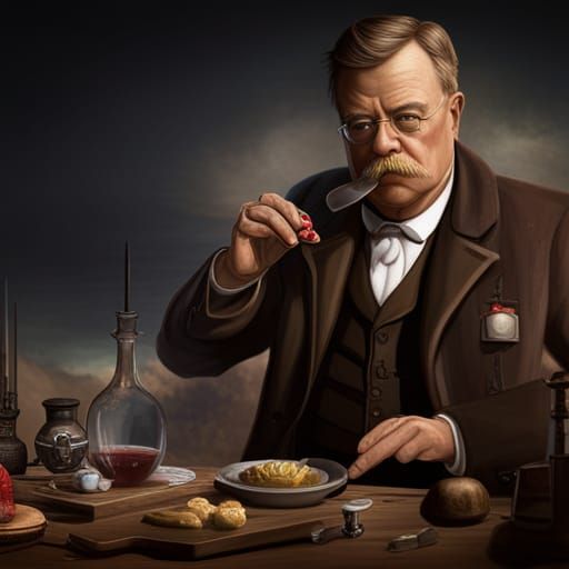 Theodore Roosevelt Cooks a Hamster: Detailed Matte Painting