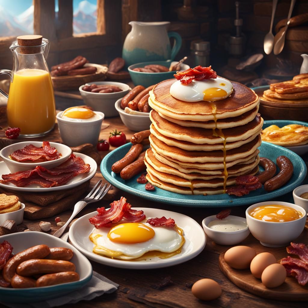 Delicious Breakfast Feast in Detailed Matte Painting