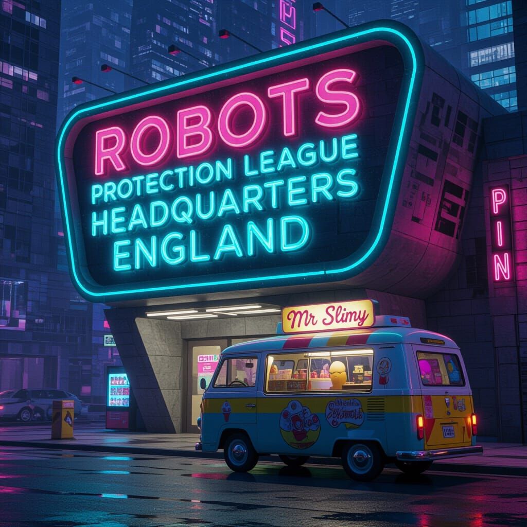 Robots Protection League Headquarters: Futuristic Cityscape