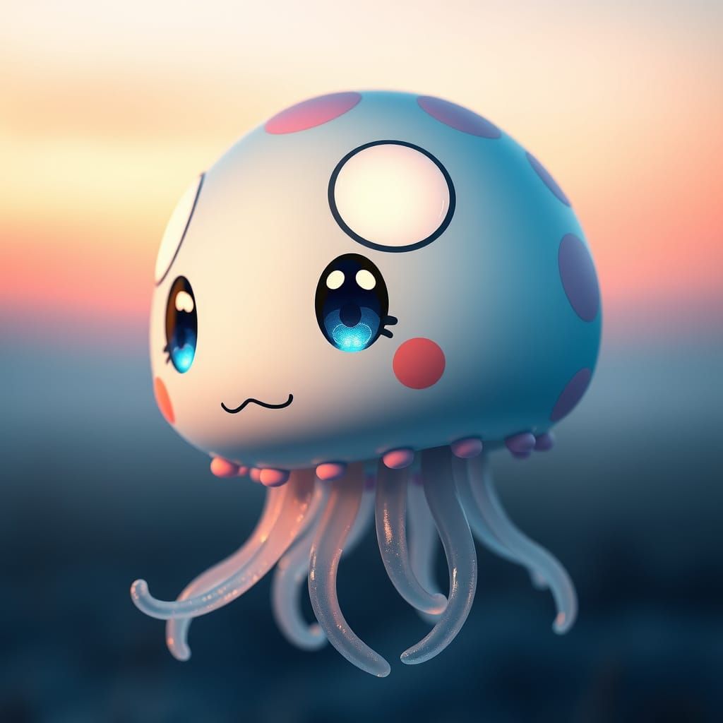 Cute Digimon with Jellyfish-Inspired Evolution in Hyperreali...