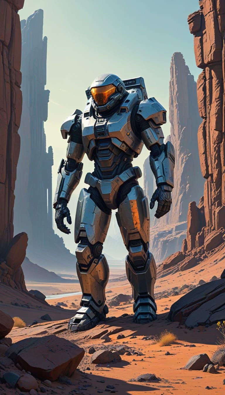 Explorer on Alien Planet in Hyperrealistic Style