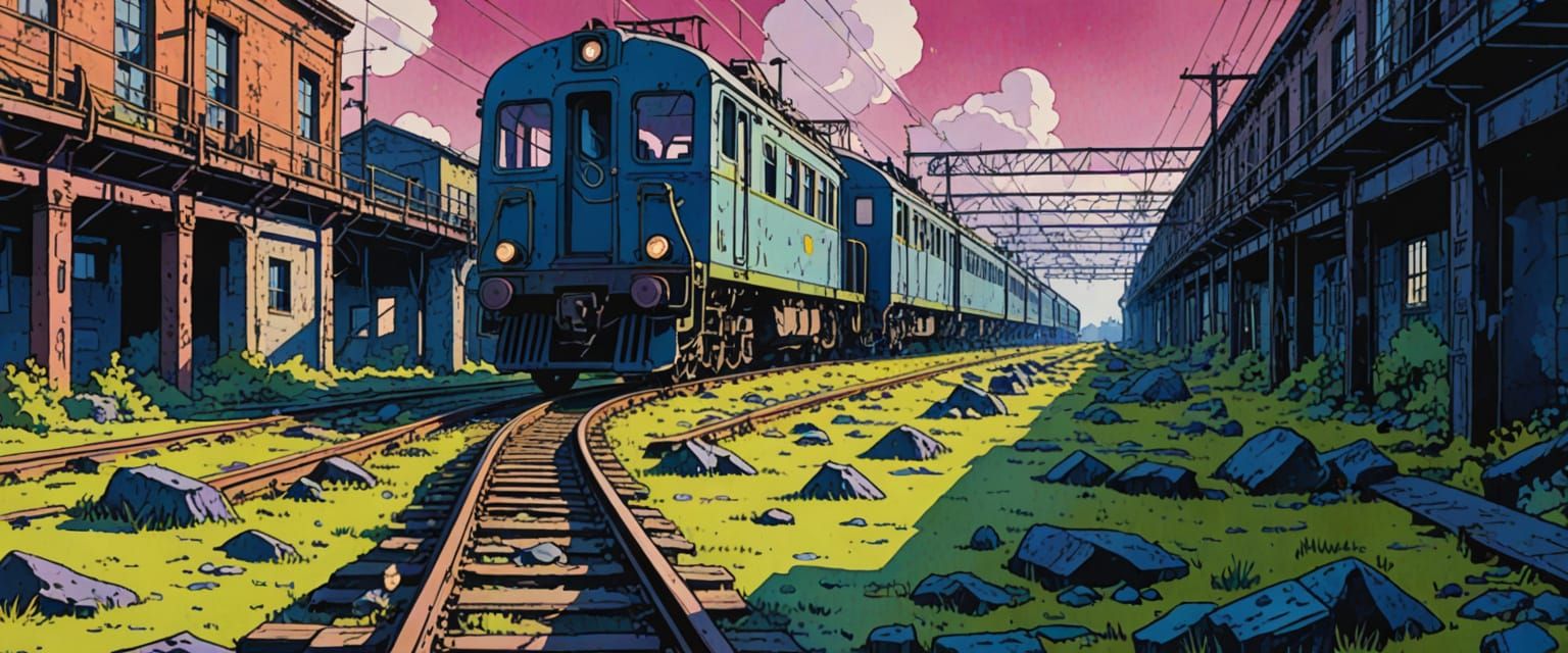 Comic Book Style Factory Exploration in Watercolor Gouache