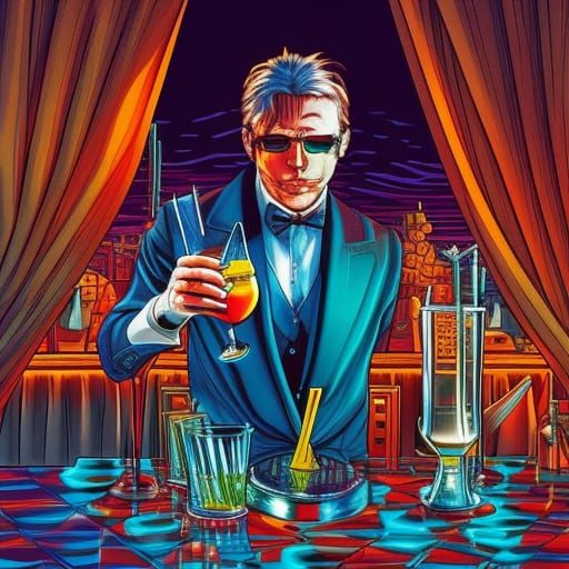 Martini Cocktail Cascade: Vibrant Comic Book Art