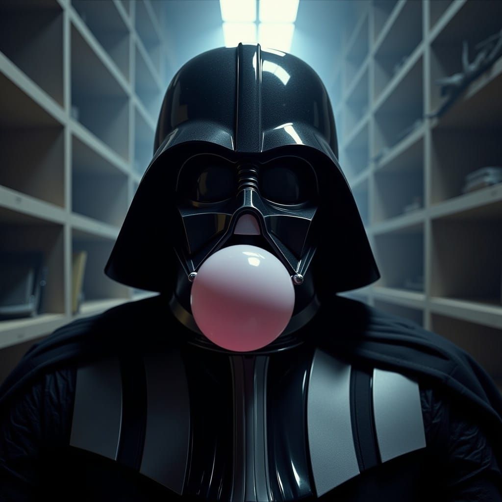 Darth Vader Blowing Bubblegum in Ultra Realism