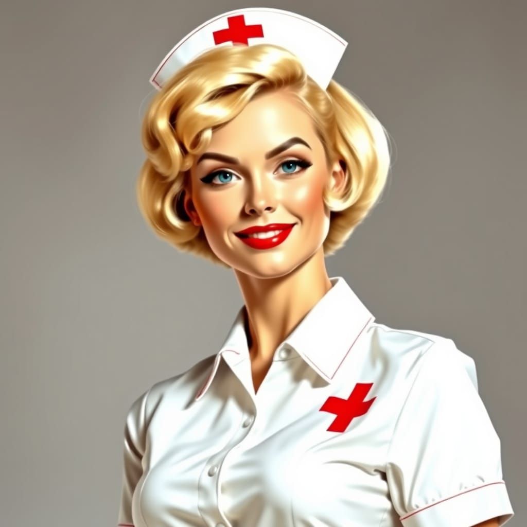 1960s Nurse Pin-Up Style Portrait