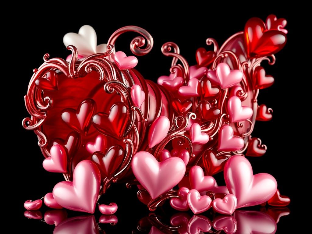 Ethereal Valentine's Heart Cornucopia in Blown Glass