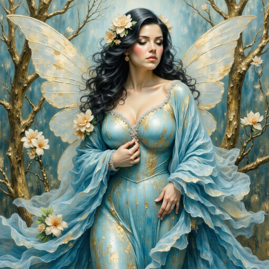 Curvy Fairy in Sky Blue Tones