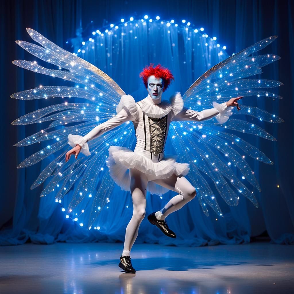 Electric Blue Pierrot with Fairy Wings