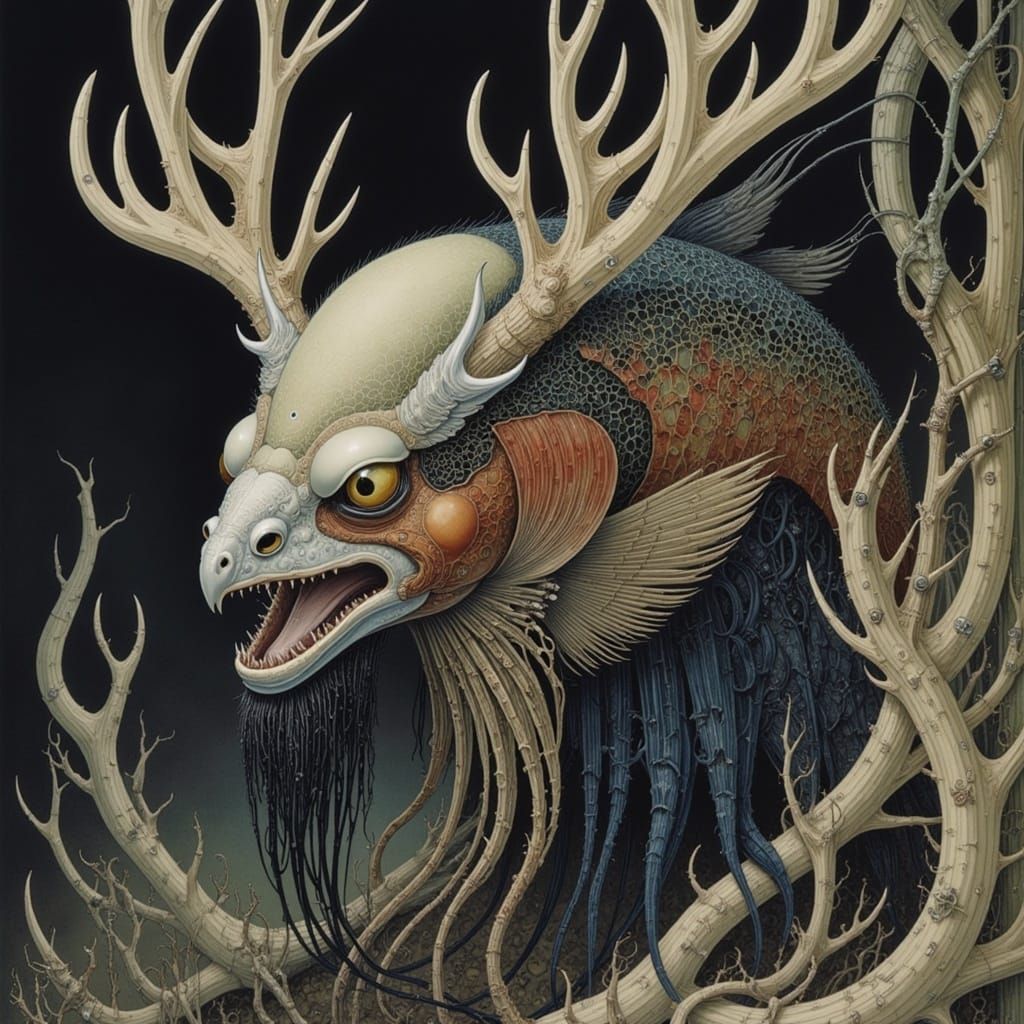 Majestic Trout with Tattered Wings in Mystical Style