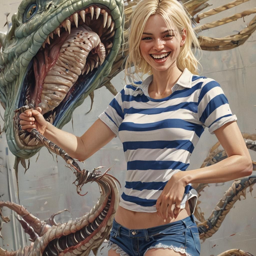 Woman Holding Alien in Dark Fantasy Comic Art