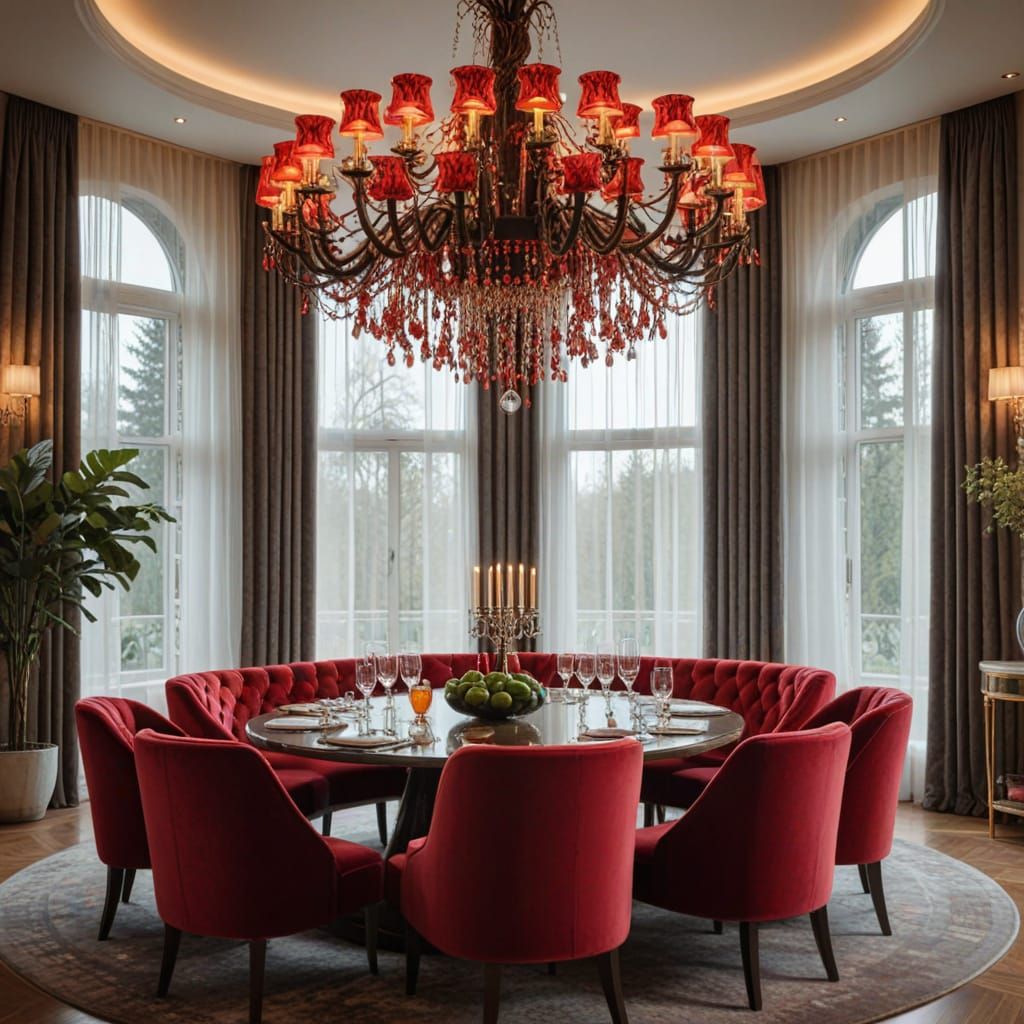 Luxurious Lounge Interior With Tree Chandelier