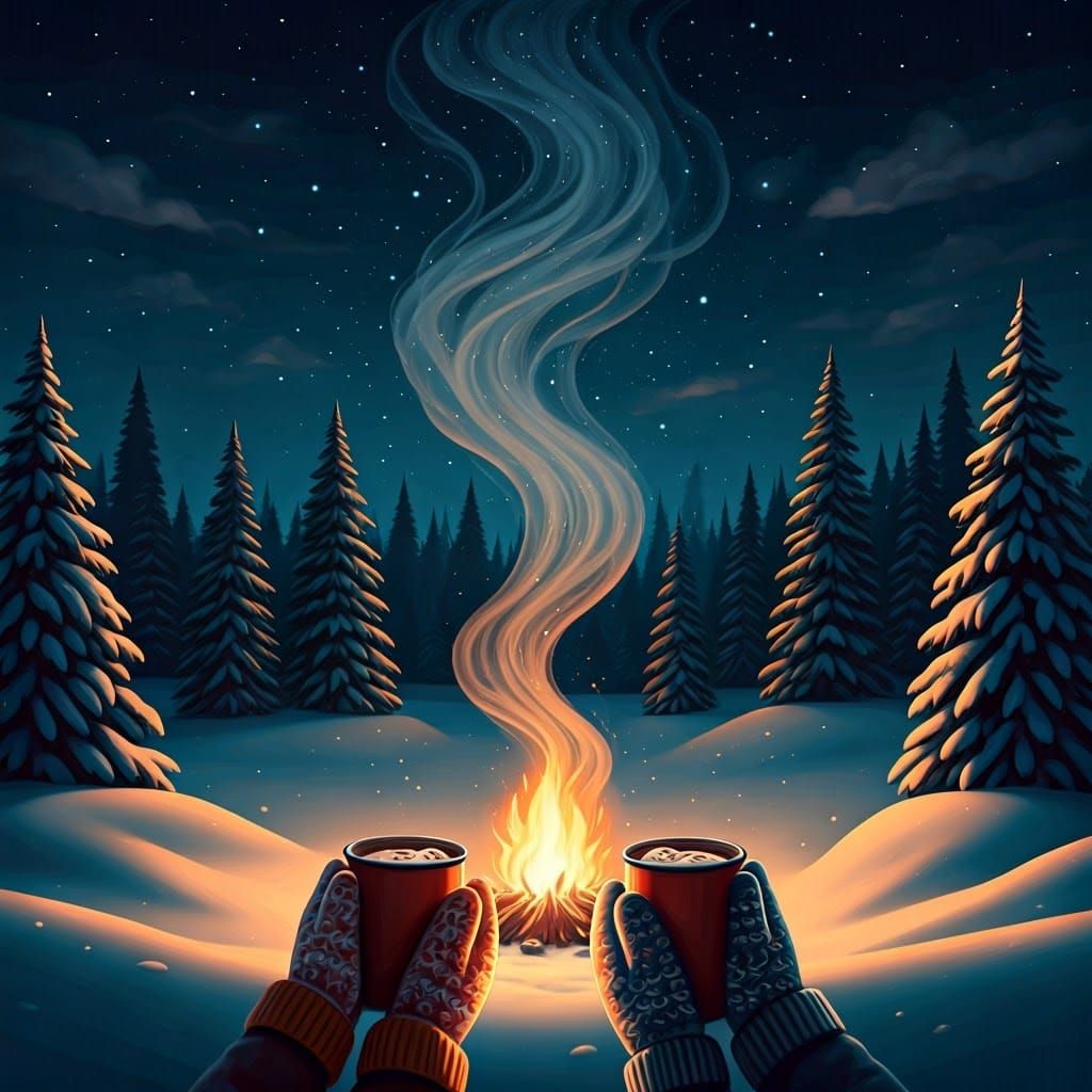 Winter Wonderland Campfire Scene