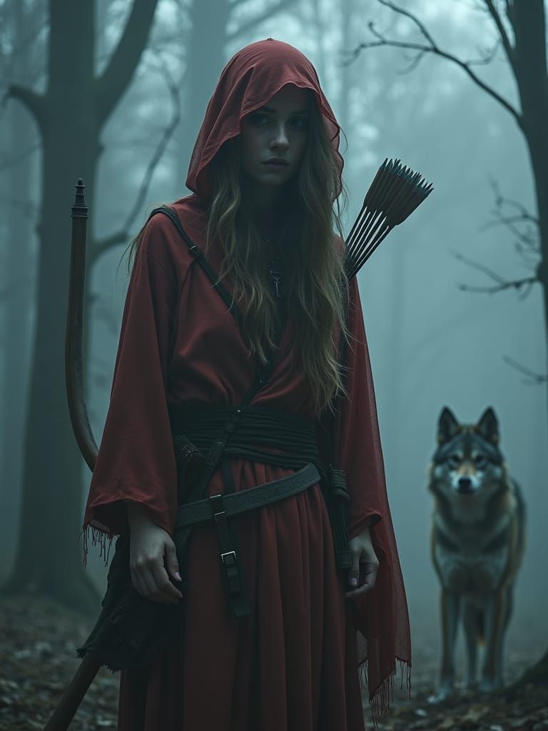 Red Riding Hood in Dark Surrealist Style