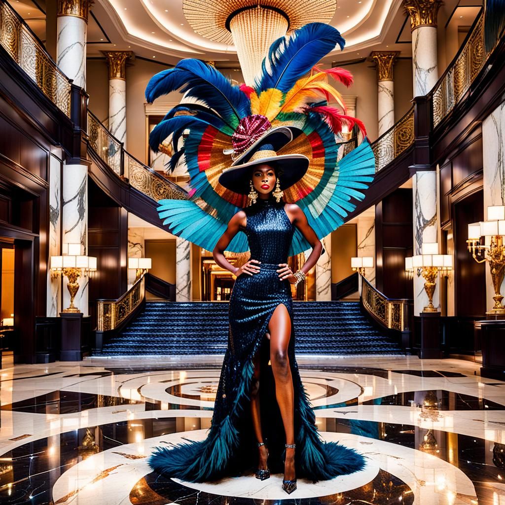 Modern Grand Hotel Lobby with Diverse Individuals