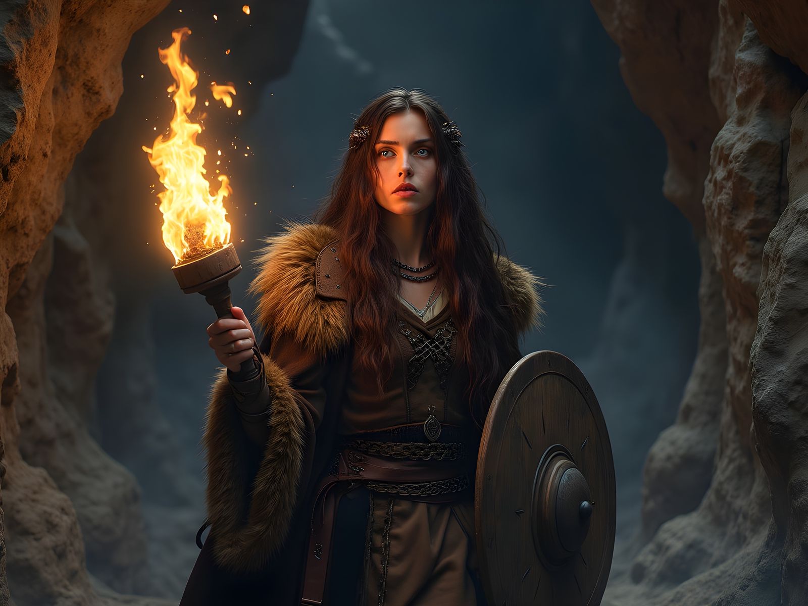 Hlín, Norse Goddess, in Hyperrealistic Oil Painting