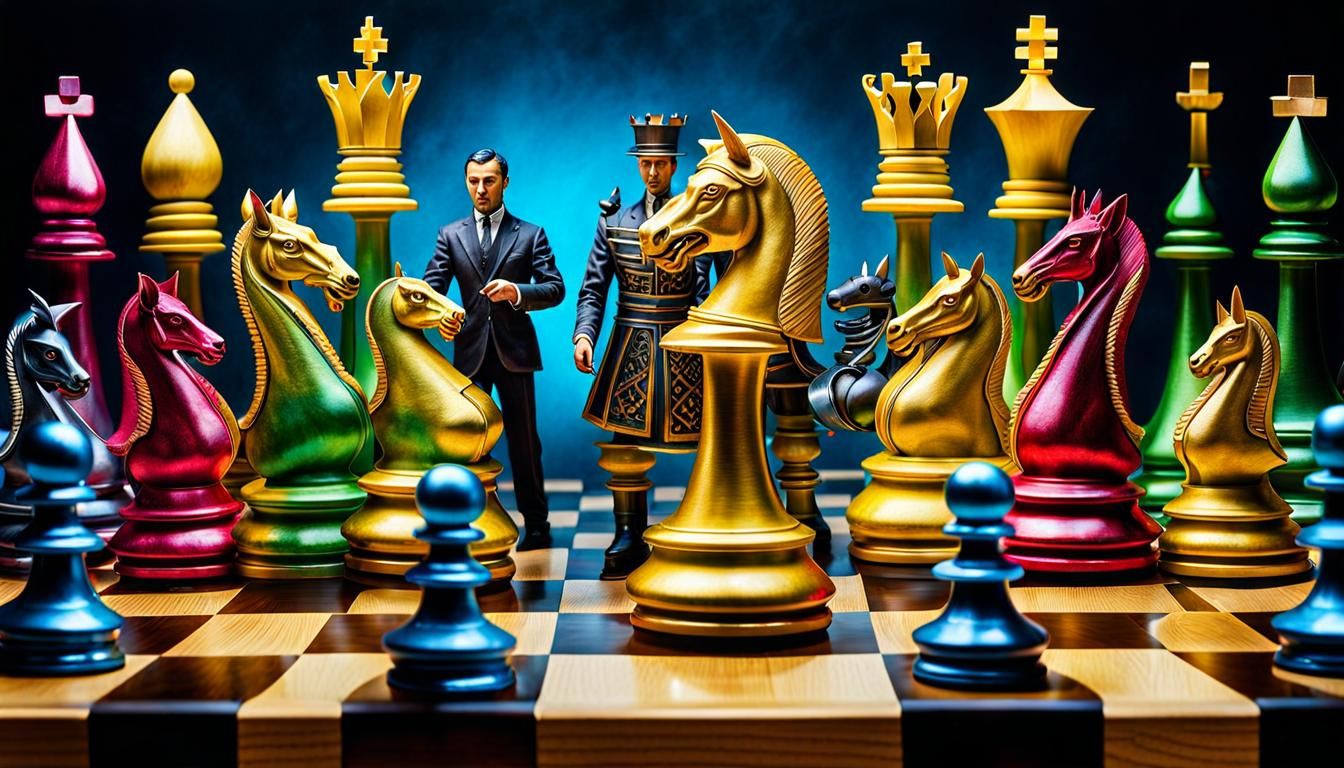 Surreal Chess Fight with Action Figures