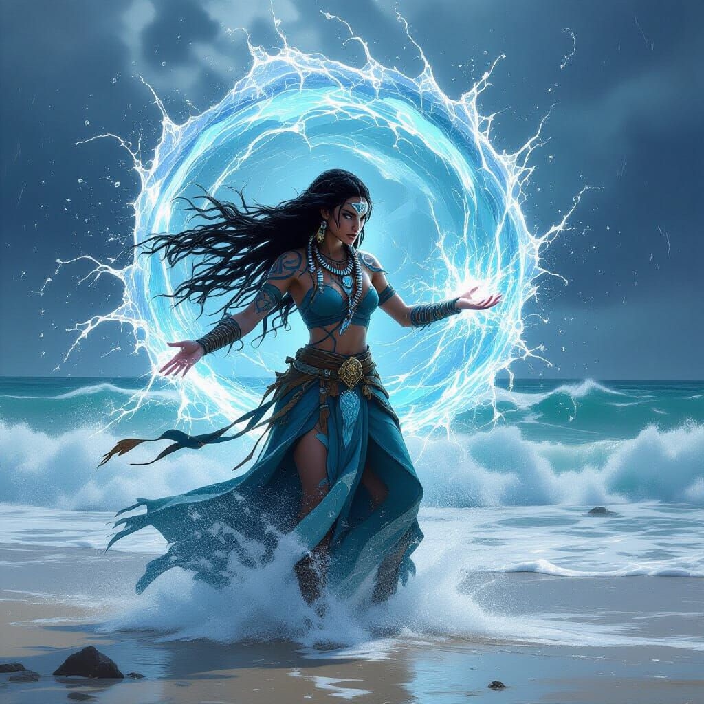 Stormy Beach Shaman Casting Water Spells
