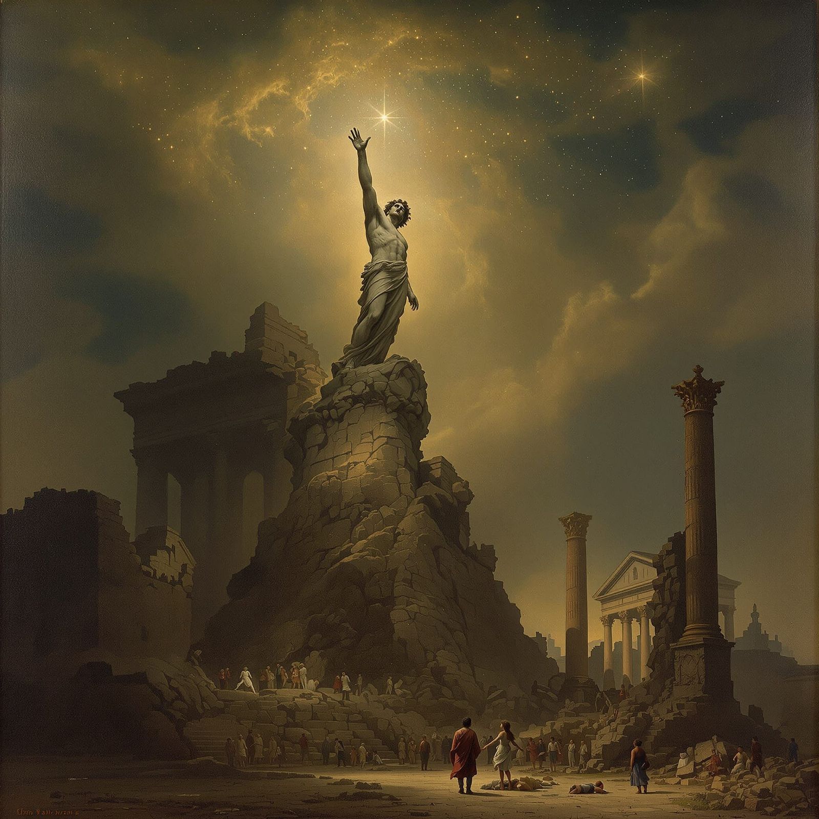 Romantic Era Statue Reaching for the Stars