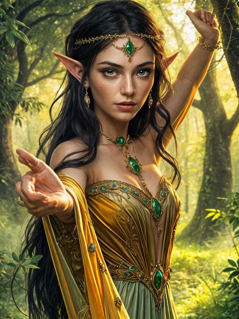 A realistic elven portrait of a beautiful elf female
